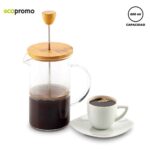 CAFETERA EN VIDRIO Y BAMBU 600ML